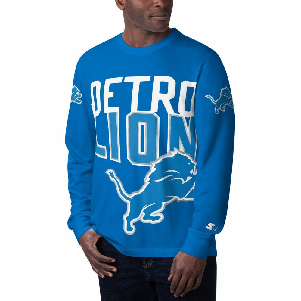 Starter Clutch Hit Long Sleeve T-Shirt - Detroit Lions