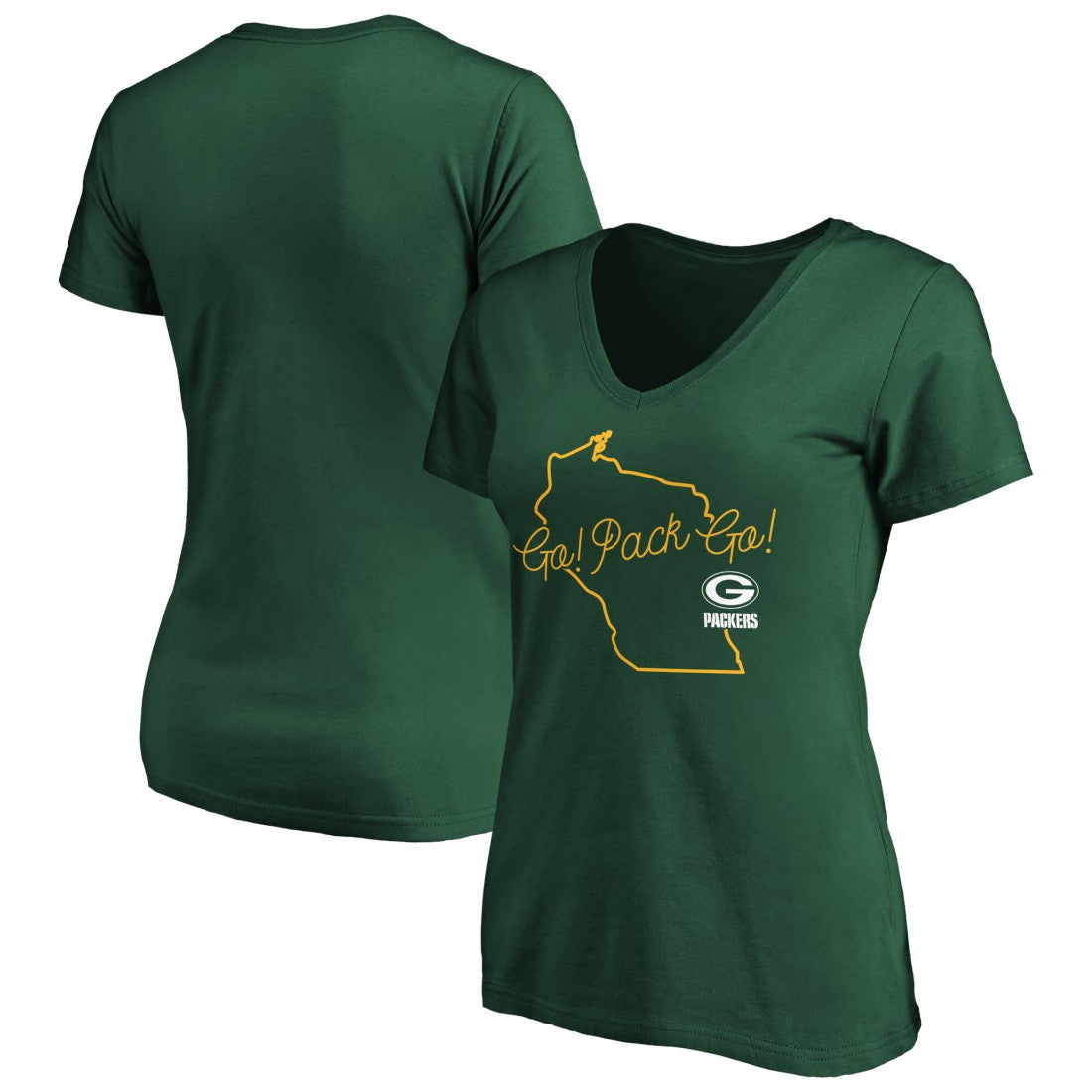 Women's Script V-Neck T-Shirt - Green Bay Packers