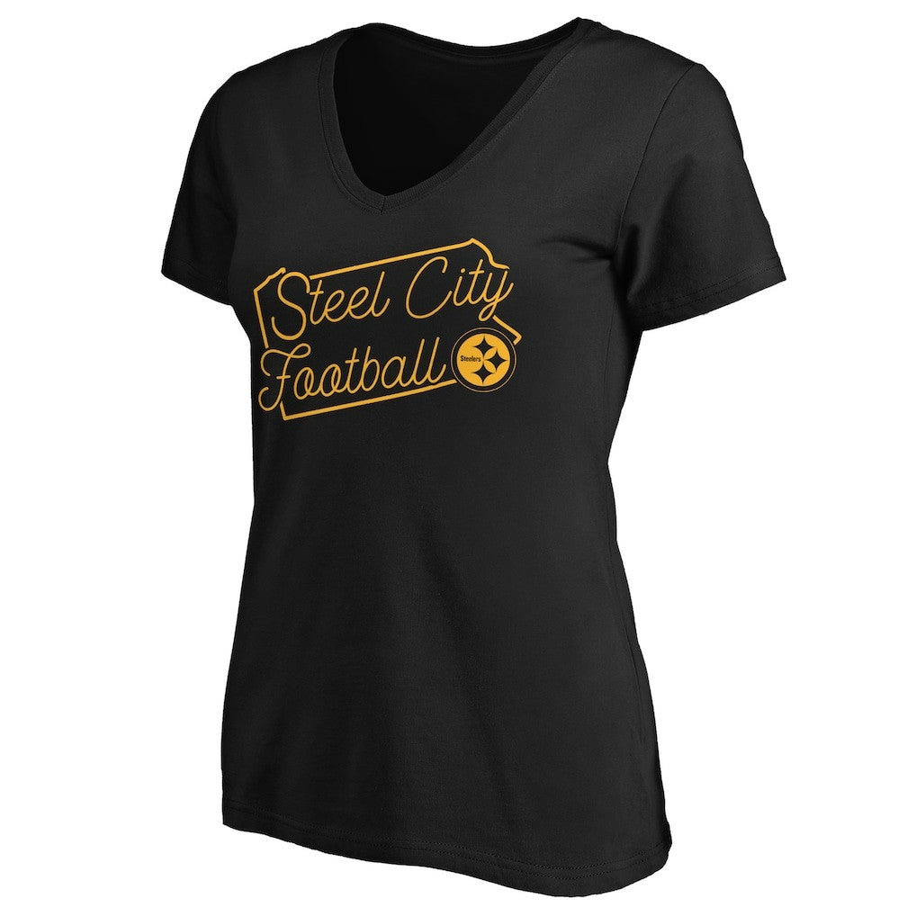 Women's Script V-Neck T-Shirt - Pittsburgh Steelers