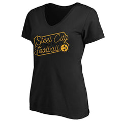 Women's Script V-Neck T-Shirt - Pittsburgh Steelers