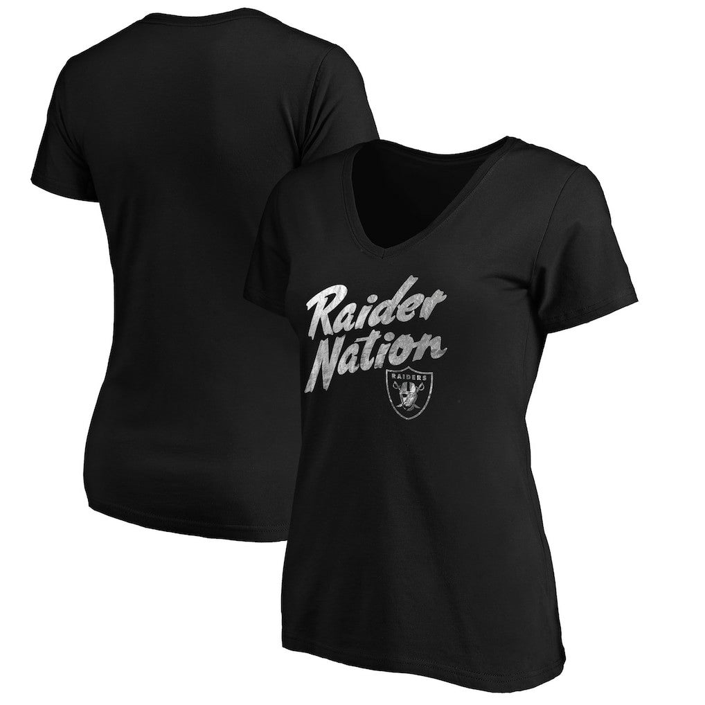 Women's Hometown Collection Raider Nation V-Neck T-Shirt - Las Vegas Raiders