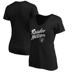 Women's Hometown Collection Raider Nation V-Neck T-Shirt - Las Vegas Raiders