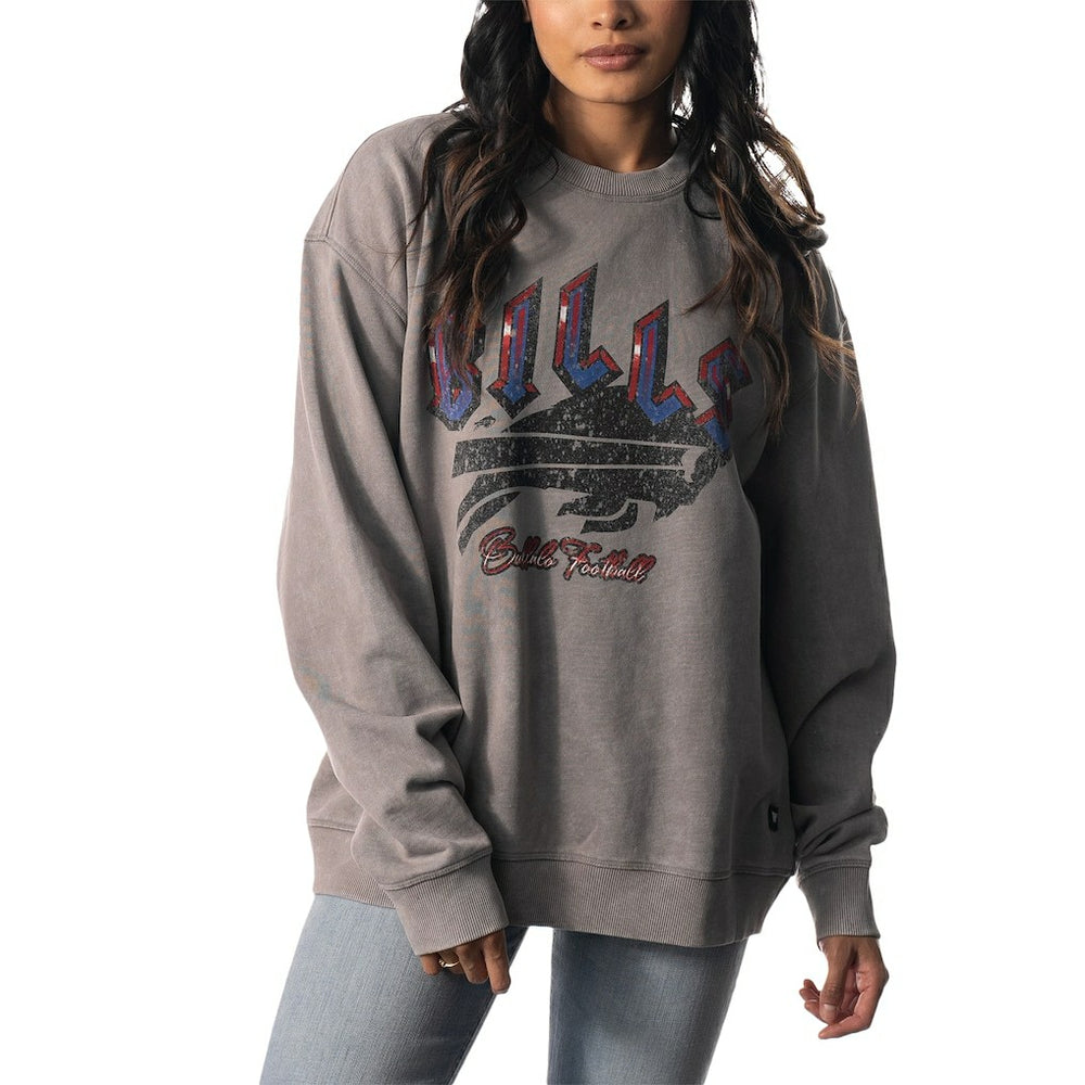 The Wild Collective Unisex Distressed Pullover Sweatshirt - Buffalo Bills