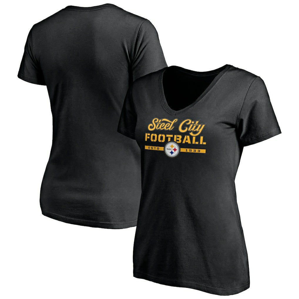 Women's Hometown Collection Steel City V-Neck T-Shirt - Pittsburgh Steelers