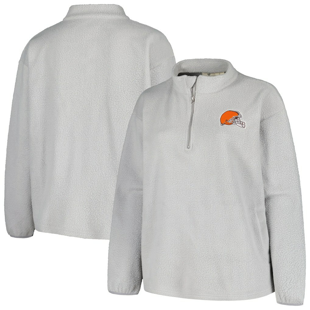 Profile Women's Plus Size Sherpa Quarter-Zip Jacket - Cleveland Browns
