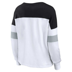 Women's Plus Size Even Match Lace-Up Long Sleeve V-Neck Top - Las Vegas Raiders