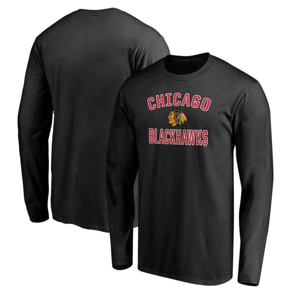 NHL Black Chicago Blackhawks Victory Arch Long Sleeve T-Shirt