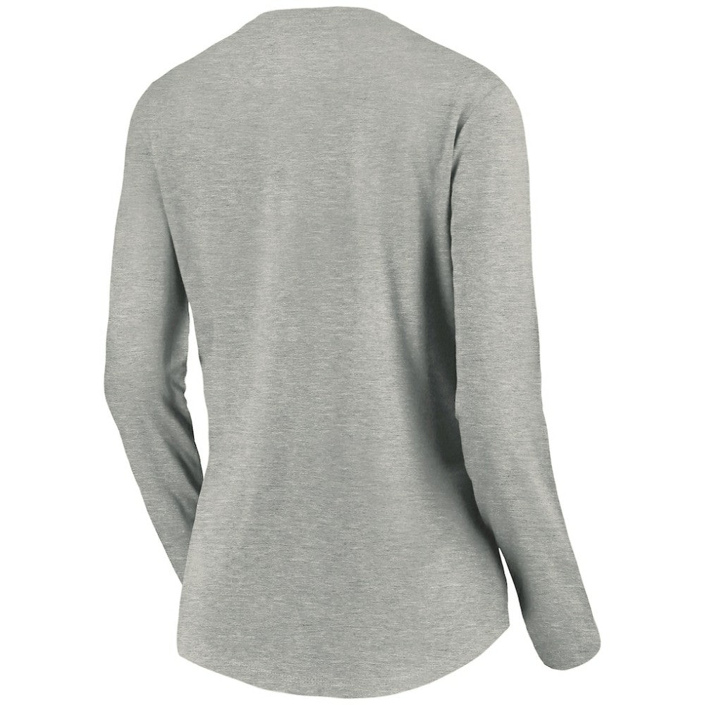 NHL Gray Seattle Kraken Women's Primary Logo V-Neck Long Sleeve T-Shirt