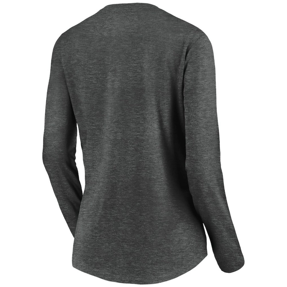 NHL Charcoal Vegas Golden Knights Women's Primary Logo V-Neck Long Sleeve T-Shirt