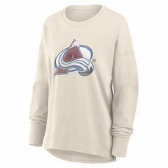 NHL Cream Colorado Avalanche Fanatics Women's Distressed Logo Long Sleeve T-Shirt