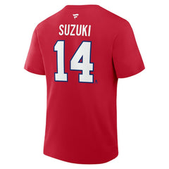 NHL Red Nick Suzuki Montreal Canadiens Fanatics Authentic Stack Name & Number T-Shirt