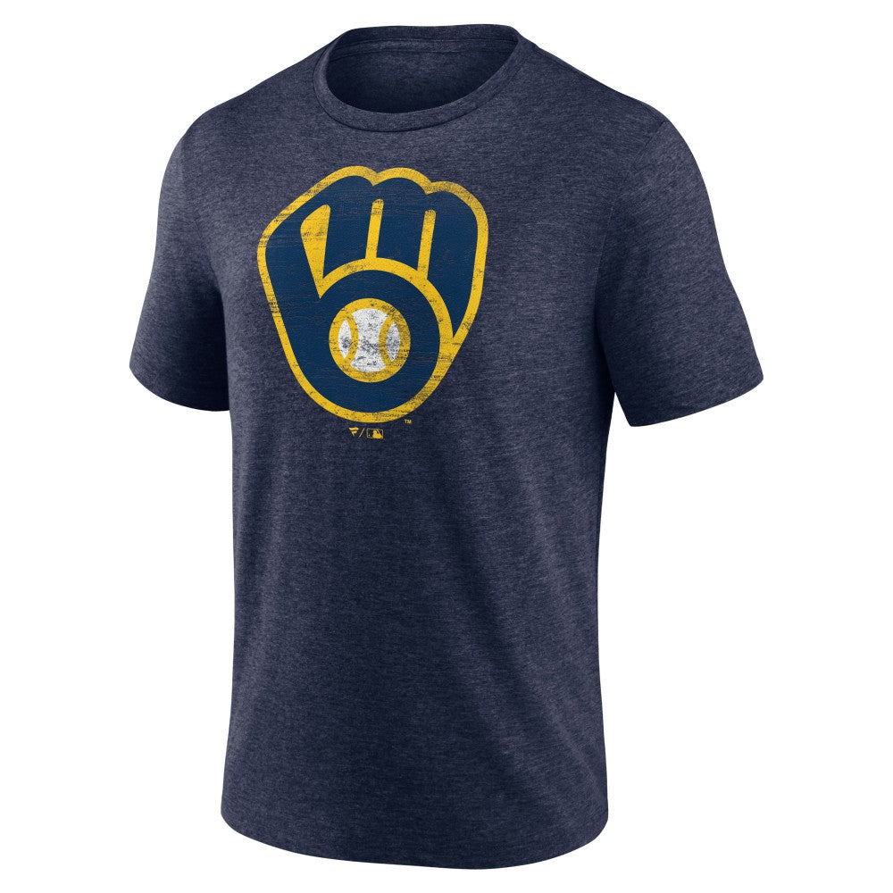 MLB Milwaukee Brewers Official Logo Tri-Blend T-Shirt