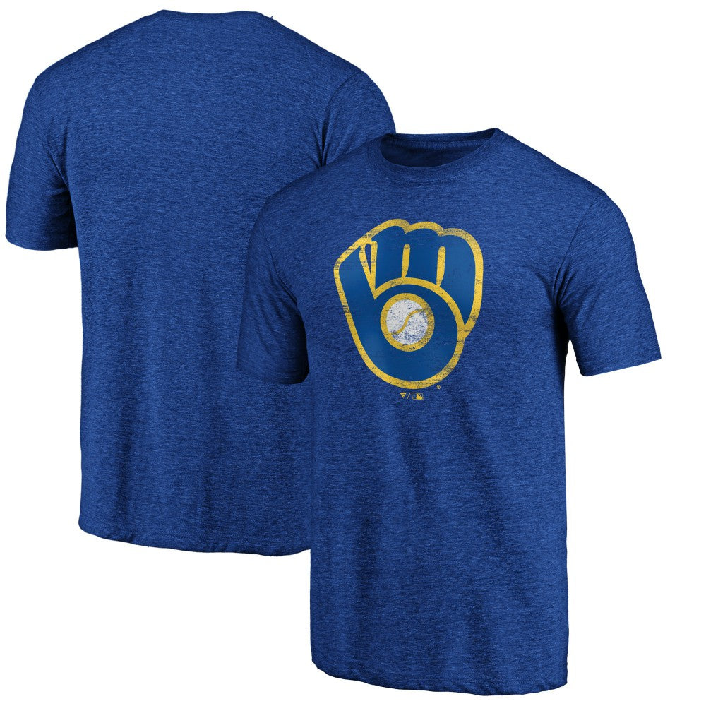 MLB Milwaukee Brewers Official Logo Tri-Blend T-Shirt
