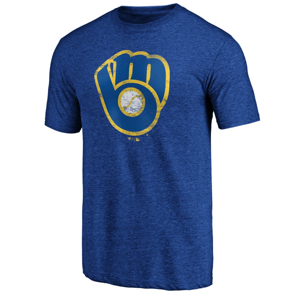 MLB Milwaukee Brewers Official Logo Tri-Blend T-Shirt