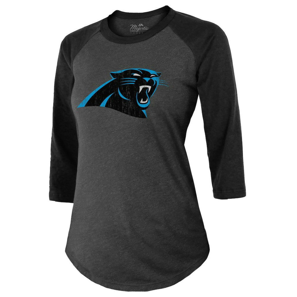 Bryce Young  Majestic Threads Women's Player Name & Number Tri-Blend 3/4-Sleeve Fitted T-Shirt - Carolina Panthers