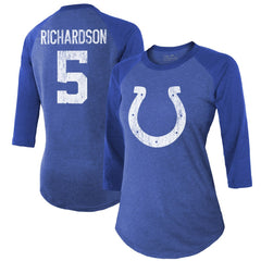 Anthony Richardson  Majestic Threads Women's Player Name & Number Tri-Blend 3/4-Sleeve Fitted T-Shirt - Indianapolis Colts