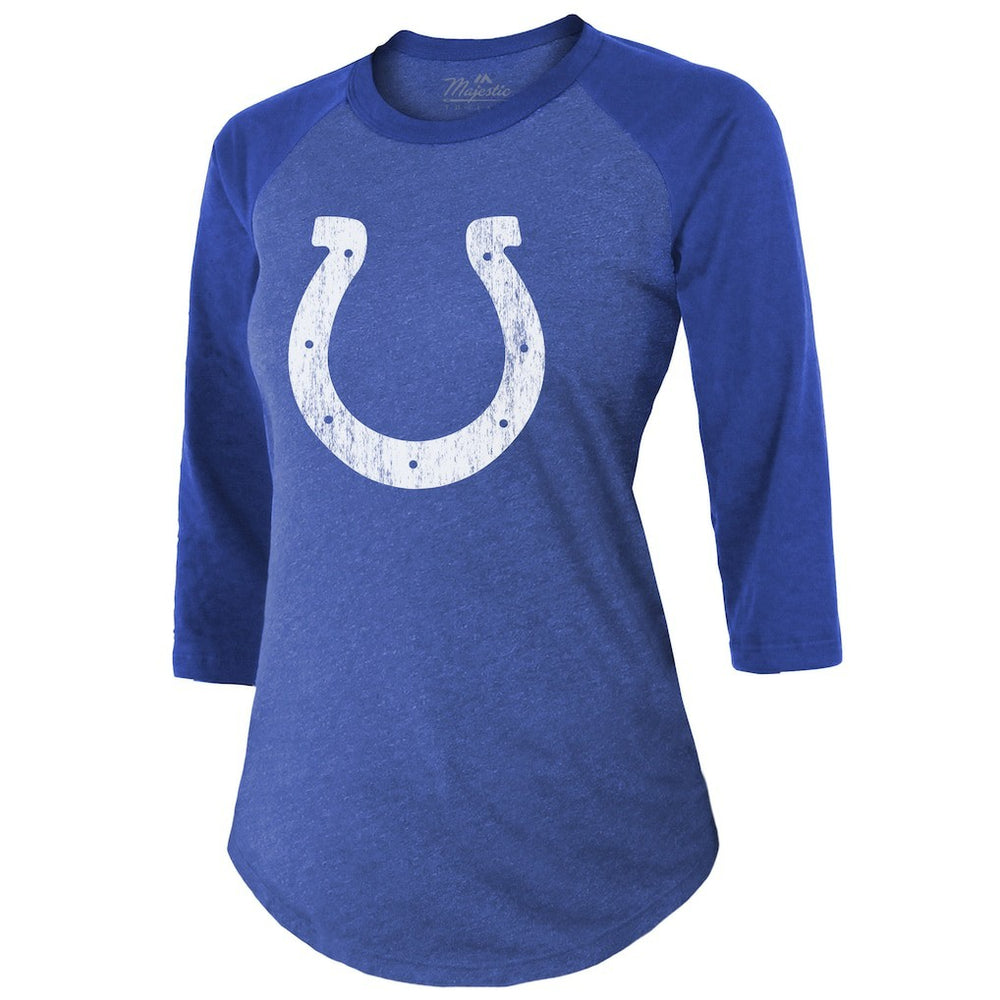 Anthony Richardson  Majestic Threads Women's Player Name & Number Tri-Blend 3/4-Sleeve Fitted T-Shirt - Indianapolis Colts