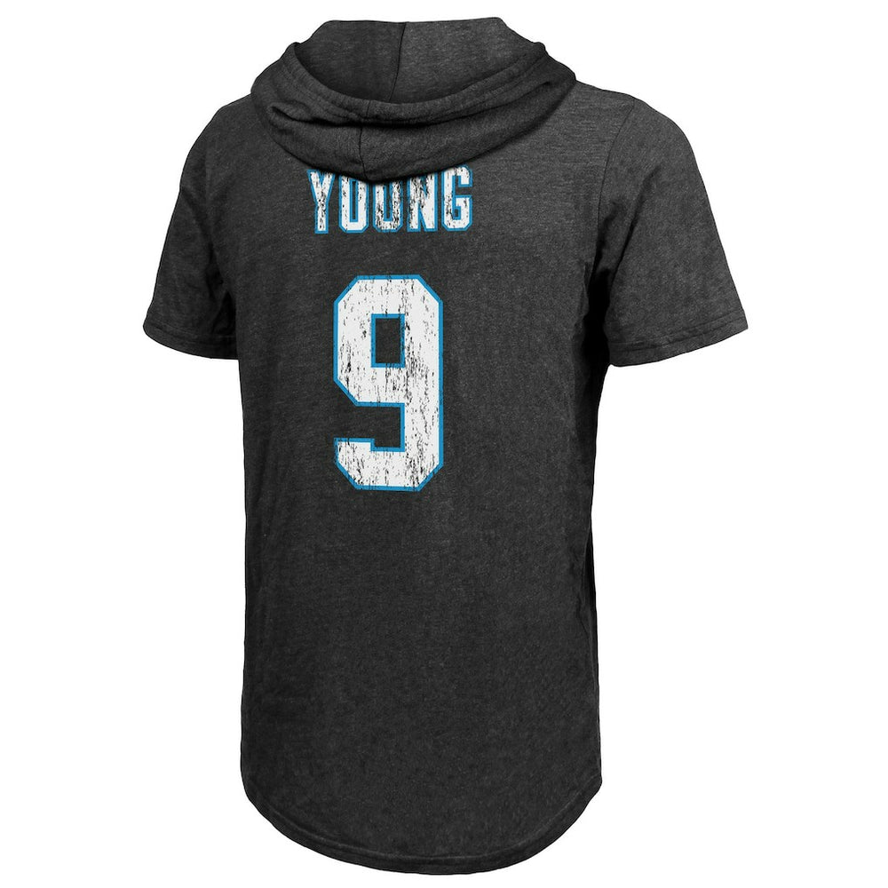 Bryce Young  Majestic Threads Player Name & Number Tri-Blend Slim Fit Hoodie T-Shirt - Carolina Panthers