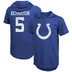 Anthony Richardson  Majestic Threads Player Name & Number Tri-Blend Slim Fit Hoodie T-Shirt - Indianapolis Colts
