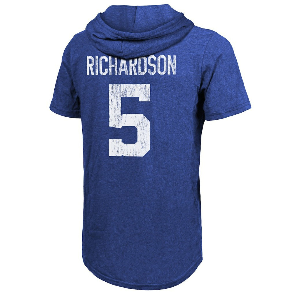 Anthony Richardson  Majestic Threads Player Name & Number Tri-Blend Slim Fit Hoodie T-Shirt - Indianapolis Colts