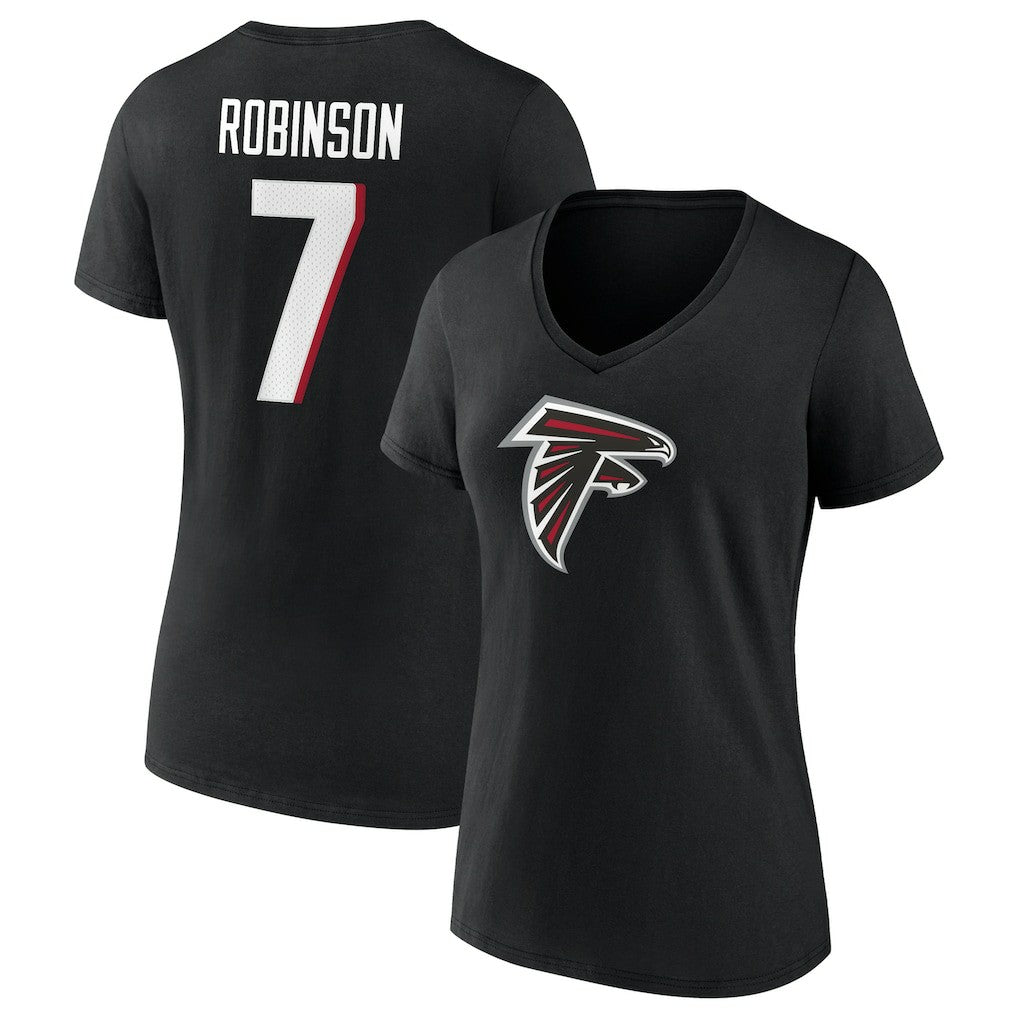 Bijan Robinson  Women's Icon Name & Number V-Neck T-Shirt - Atlanta Falcons