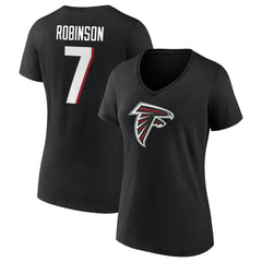 Bijan Robinson  Women's Icon Name & Number V-Neck T-Shirt - Atlanta Falcons