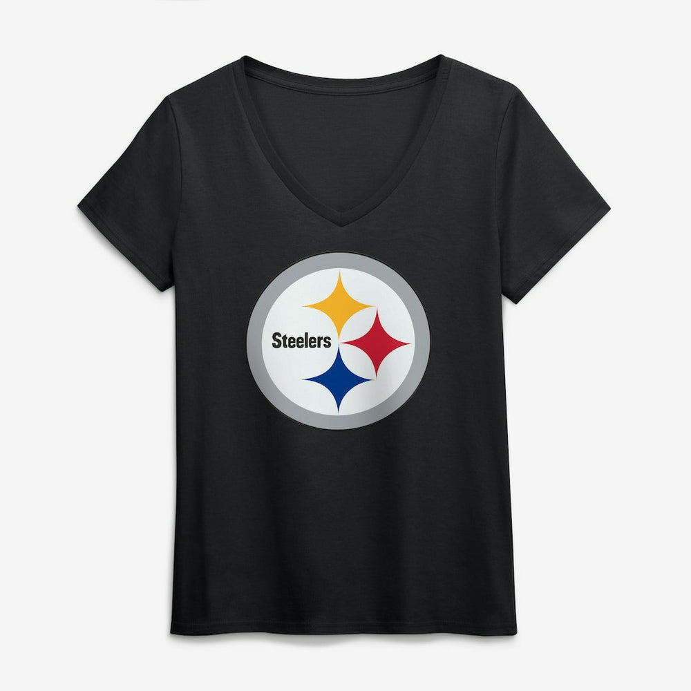 Logo Athletic Women's Primary Logo V-Neck T-Shirt - Pittsburgh Steelers