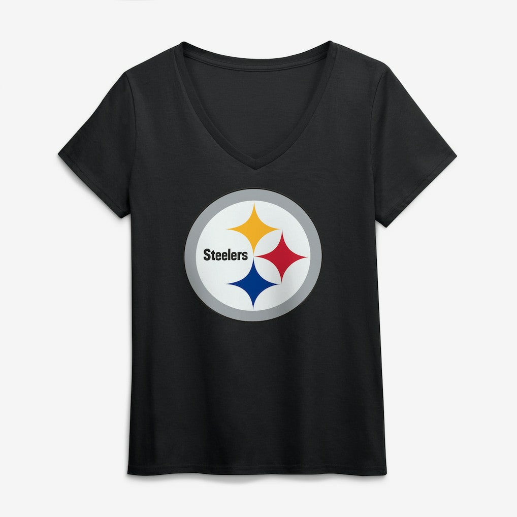 Logo Athletic Women's Primary Logo V-Neck T-Shirt - Pittsburgh Steelers