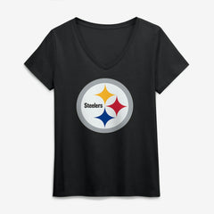 Logo Athletic Women's Primary Logo V-Neck T-Shirt - Pittsburgh Steelers