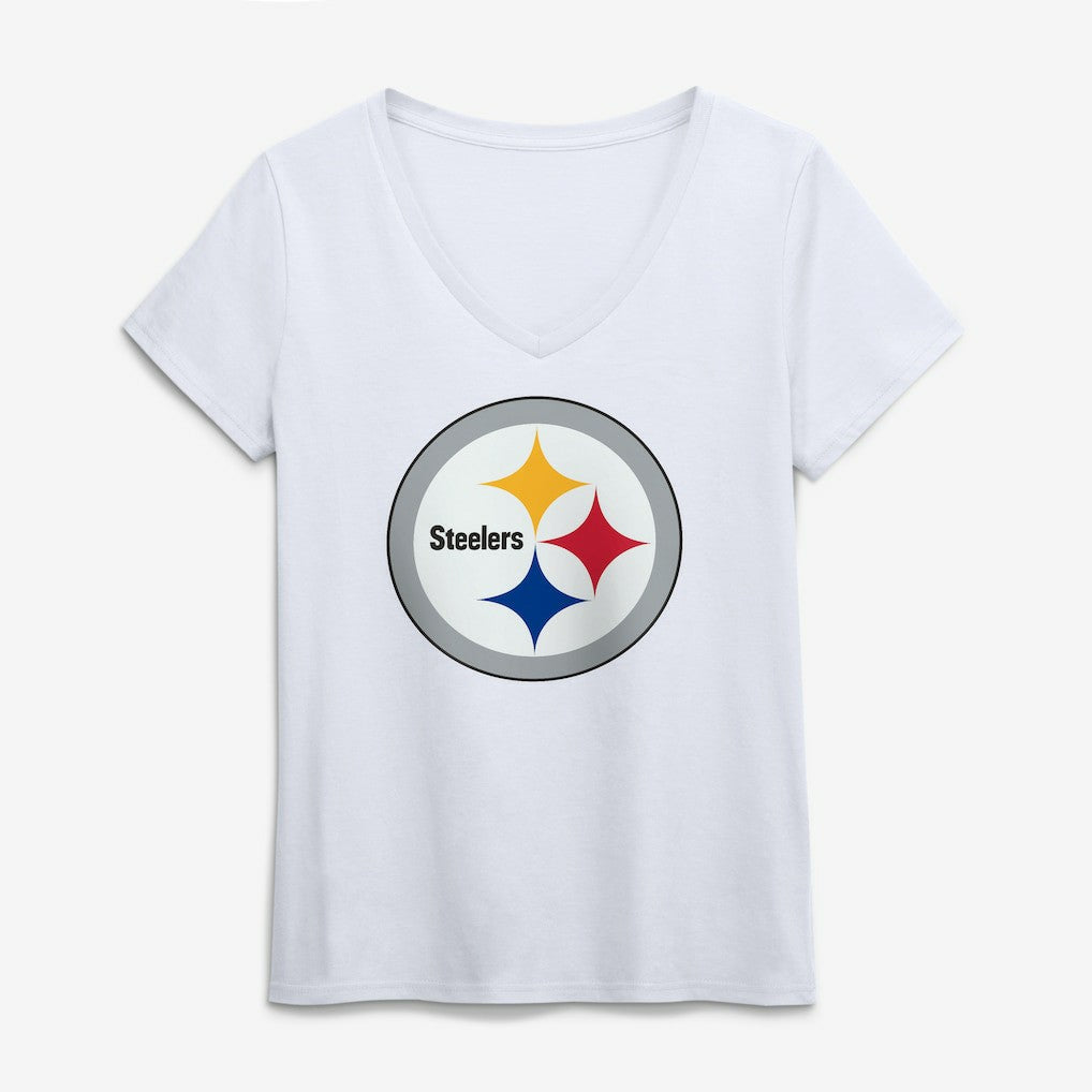 Logo Athletic Women's Primary Logo V-Neck T-Shirt - Pittsburgh Steelers