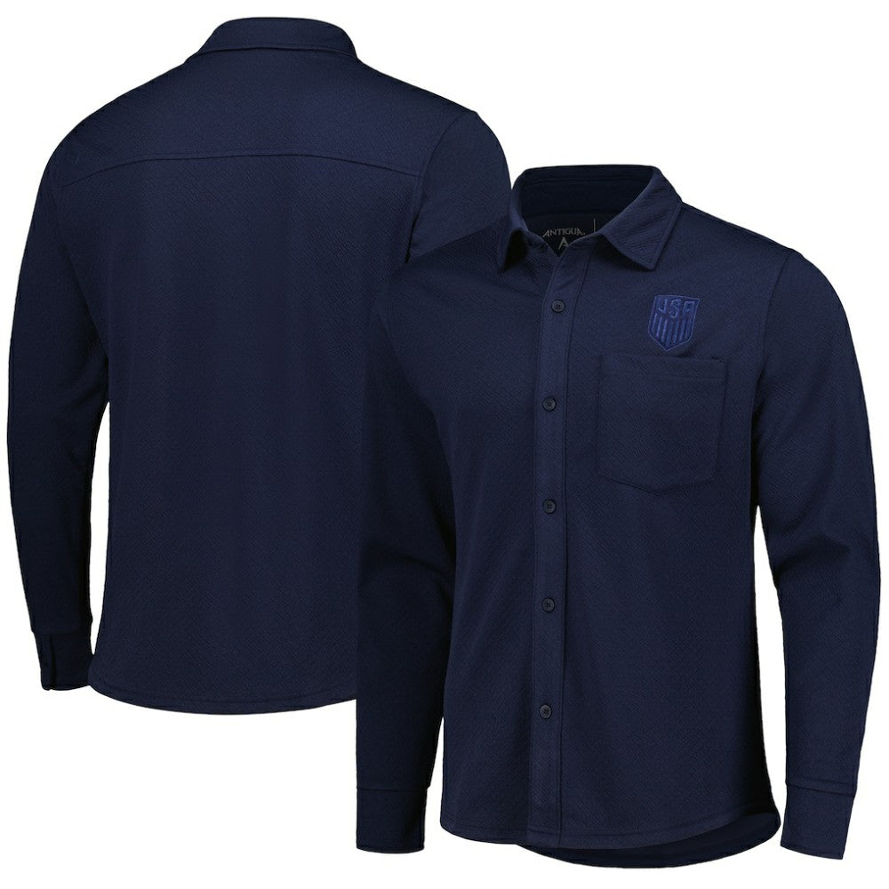 USMNT Antigua Streamer Diamond Button-Up Shacket -  Navy