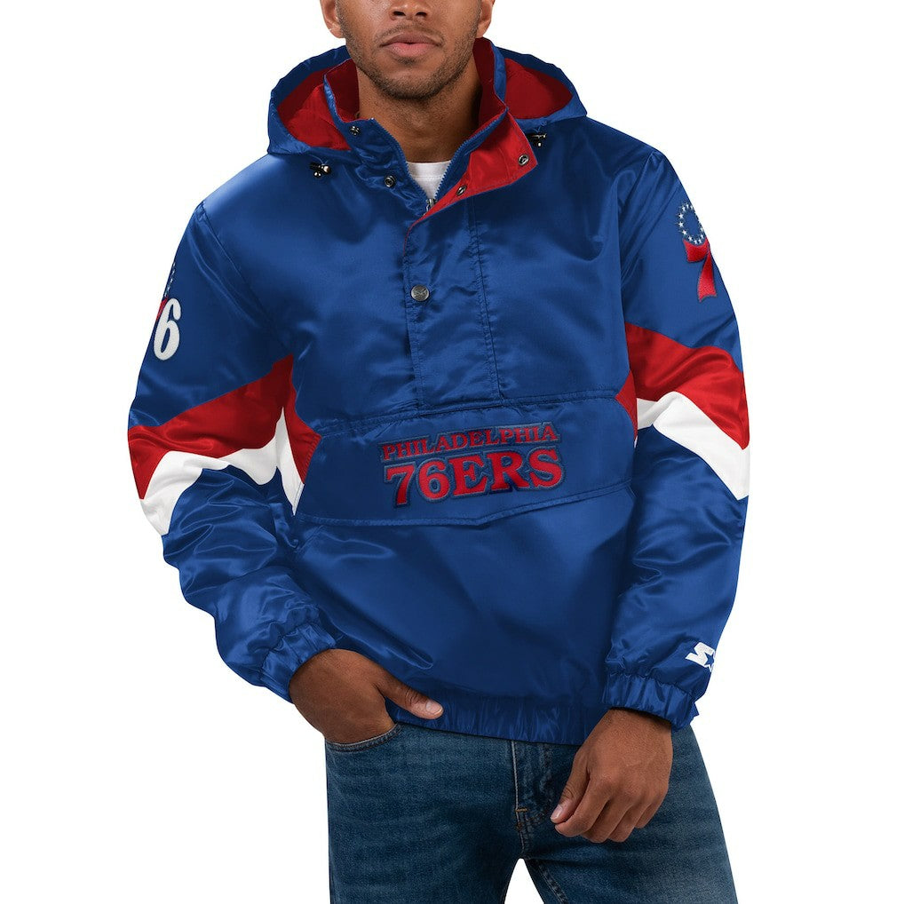 NBA Philadelphia 76ers Starter Force Play Satin Hoodie Half-Zip Jacket