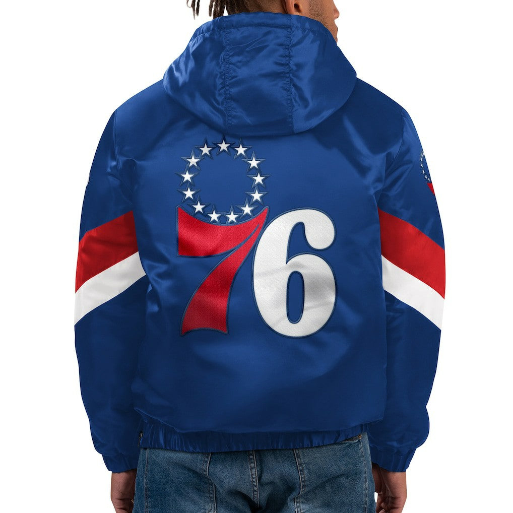 NBA Philadelphia 76ers Starter Force Play Satin Hoodie Half-Zip Jacket
