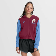 MLB Philadelphia Phillies Nike Women's Cooperstown Collection Cropped Full-Zip Hoodie