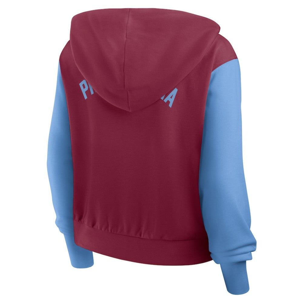 MLB Philadelphia Phillies Nike Women's Cooperstown Collection Cropped Full-Zip Hoodie
