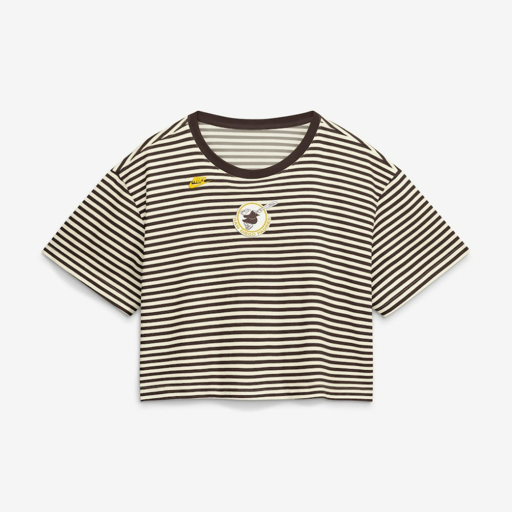 MLB San Diego Padres Nike Women's Cooperstown Collection Striped Cropped T-Shirt
