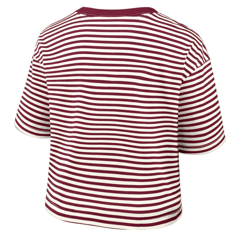 MLB Philadelphia Phillies Nike Women's Cooperstown Collection Striped Cropped T-Shirt