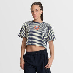 MLB Houston Astros Nike Women's Cooperstown Collection Striped Cropped T-Shirt