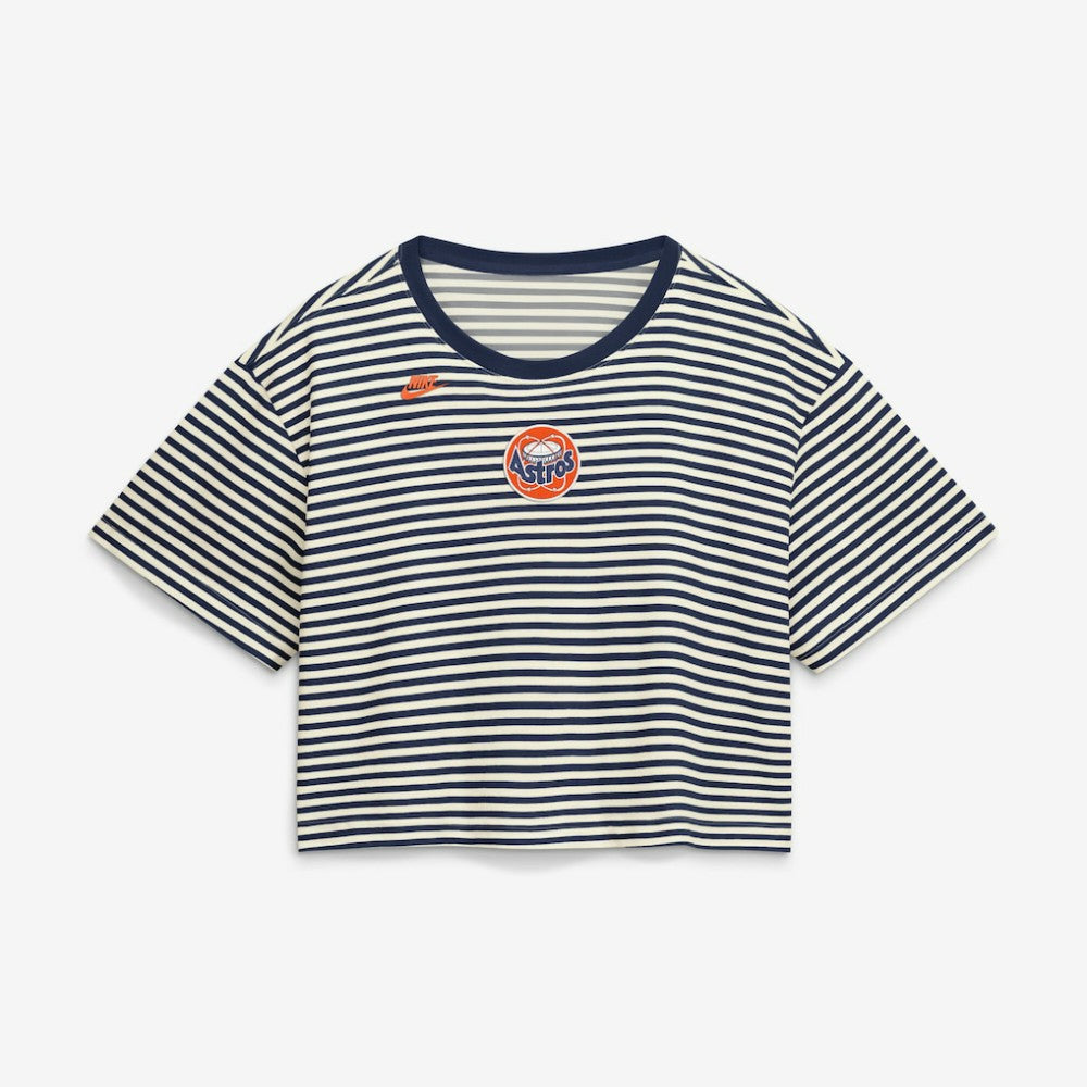 MLB Houston Astros Nike Women's Cooperstown Collection Striped Cropped T-Shirt
