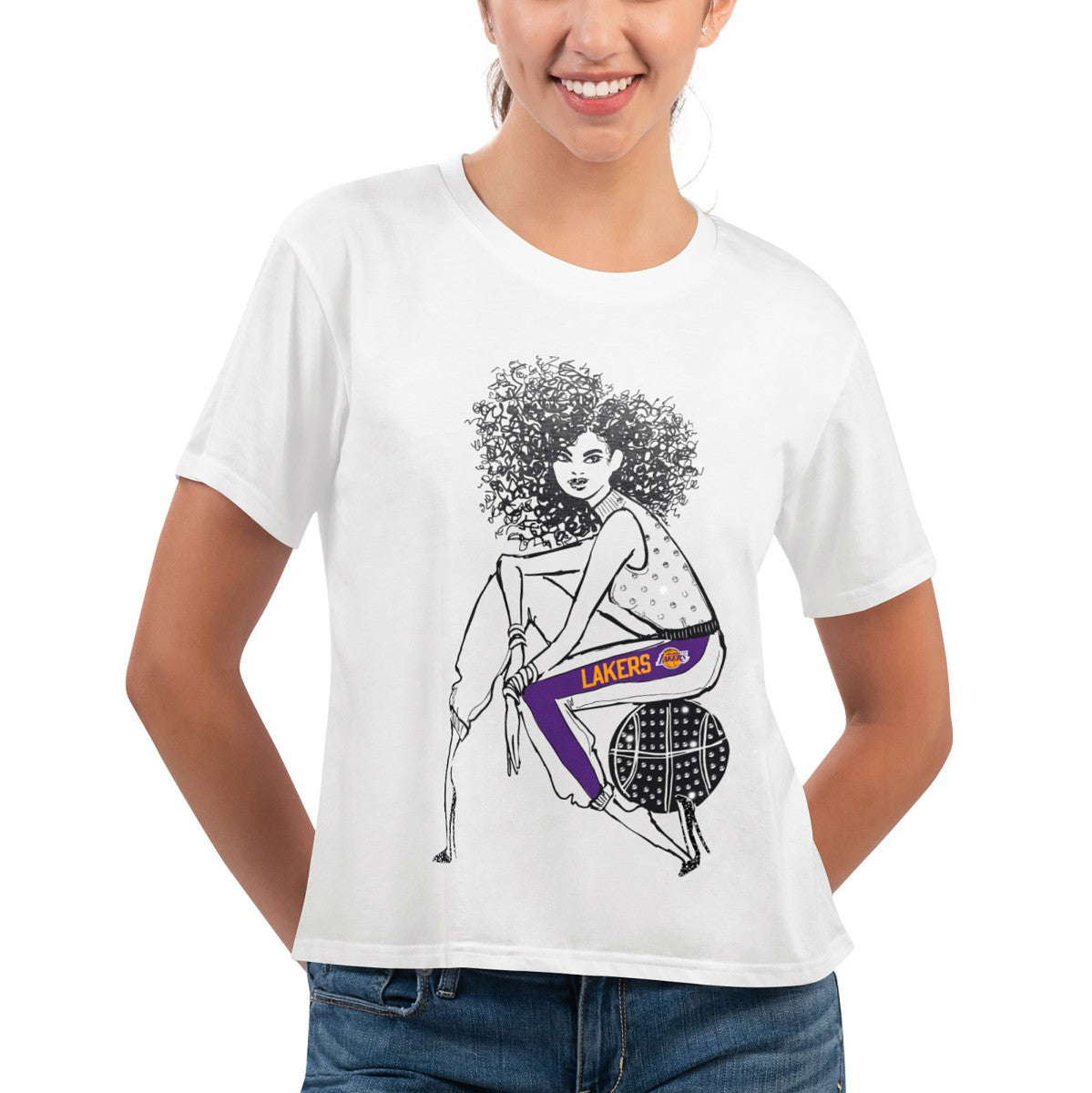 NBA Los Angeles Lakers G-III 4Her by Carl Banks Women's Play the Ball Cropped T-Shirt