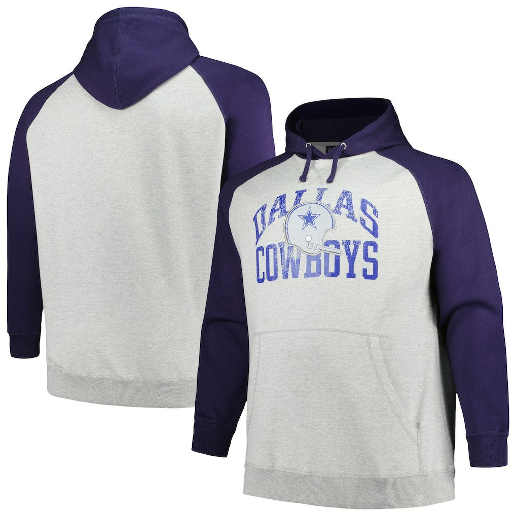 Profile Big & Tall Favorite Arch Throwback Raglan Pullover Hoodie - Dallas Cowboys
