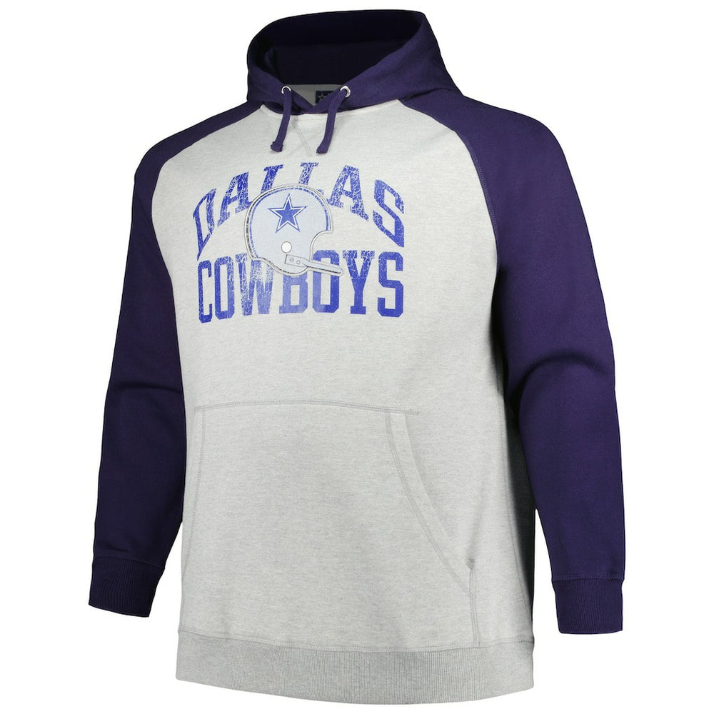 Profile Big & Tall Favorite Arch Throwback Raglan Pullover Hoodie - Dallas Cowboys