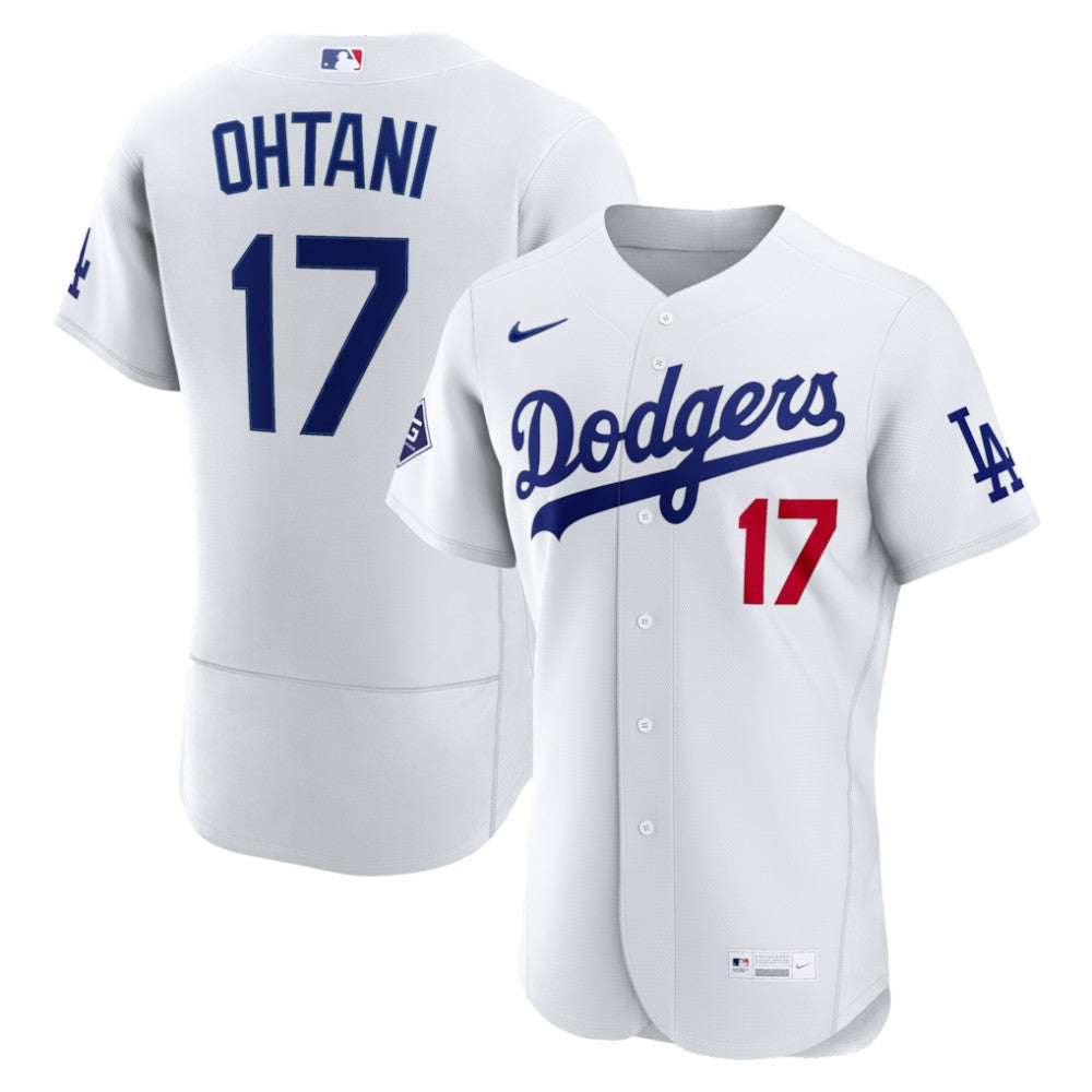 MLB Shohei Ohtani Los Angeles Dodgers Nike Home Authentic Sponsor Patch Jersey
