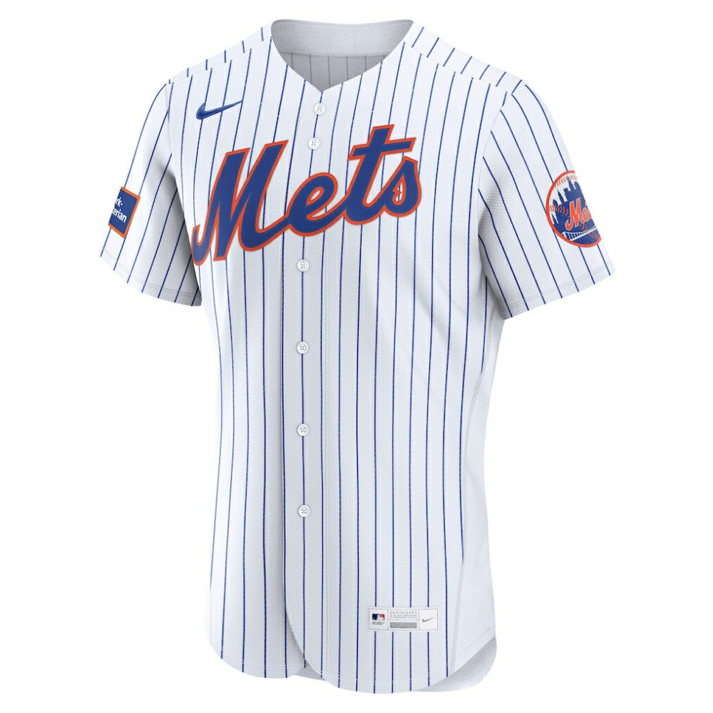 MLB New York Mets Nike Home Sponsor Patch Authentic Jersey