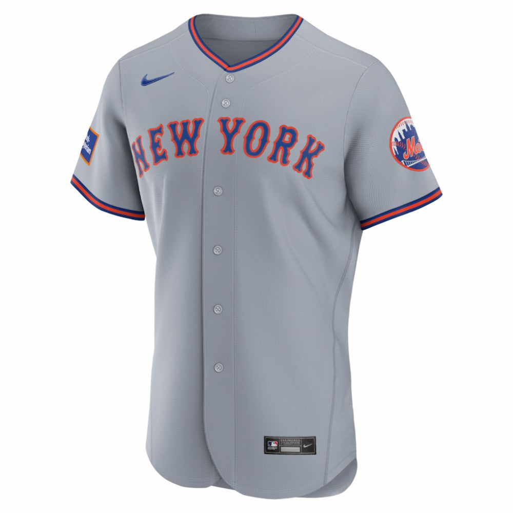 MLB New York Mets Nike Road Sponsor Patch Authentic Jersey