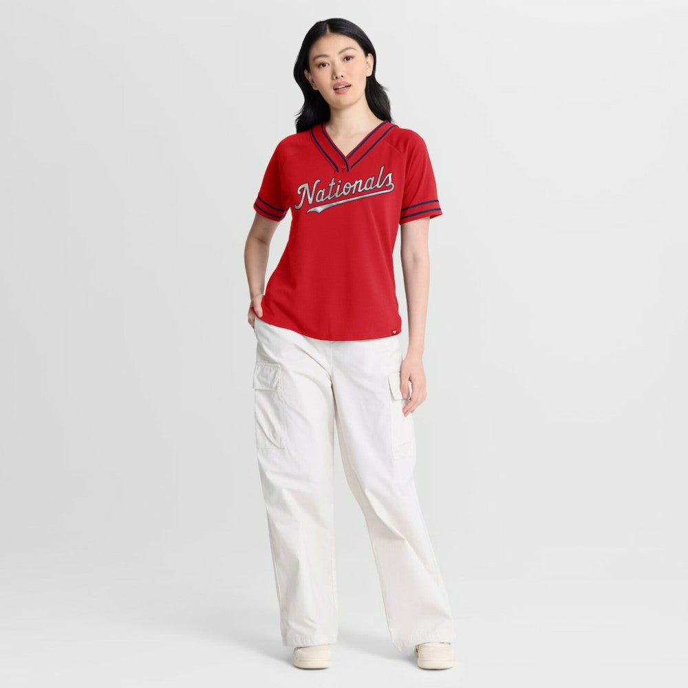 MLB Washington Nationals Fanatics Women's Diva Race Ahead Raglan V-Neck T-Shirt