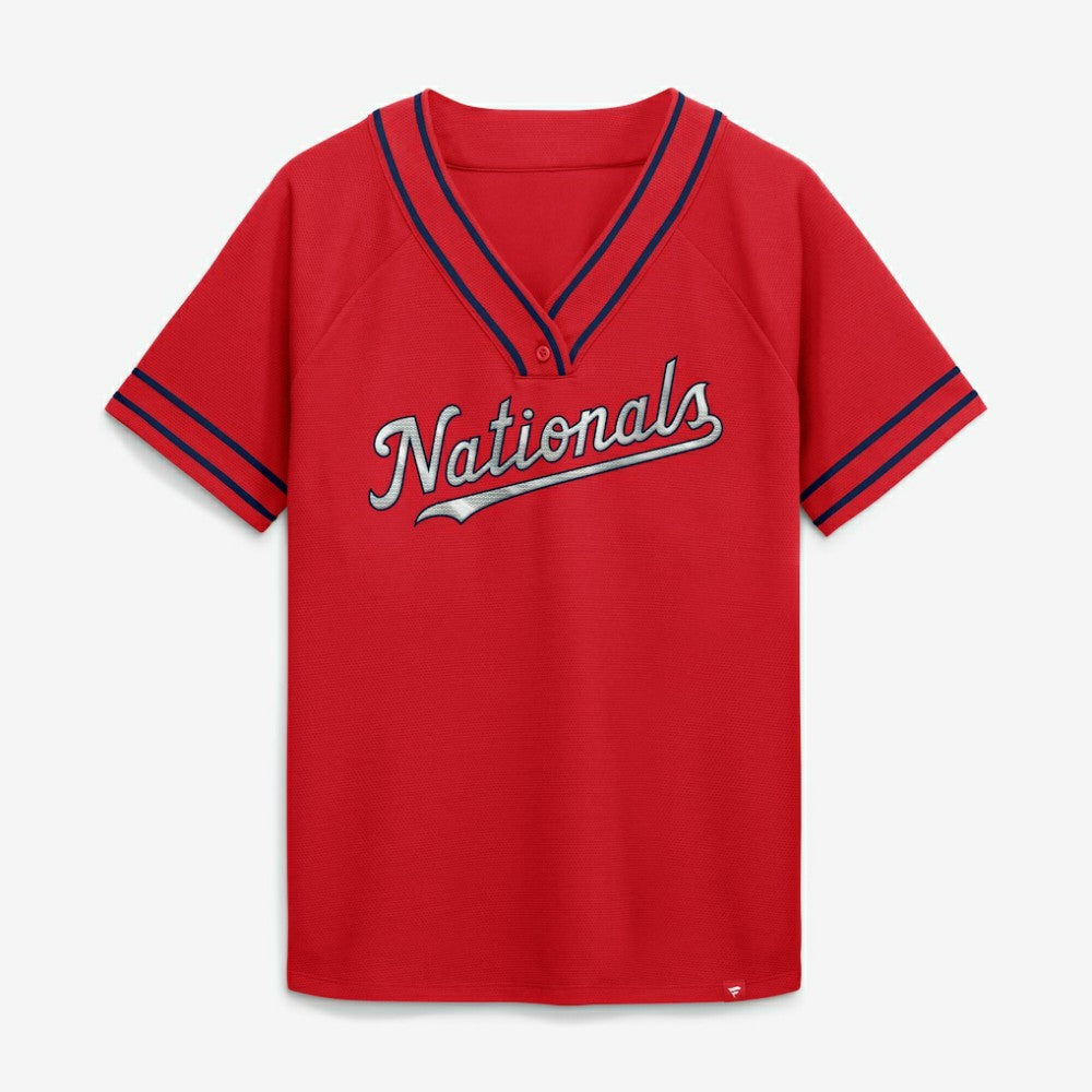 MLB Washington Nationals Fanatics Women's Diva Race Ahead Raglan V-Neck T-Shirt