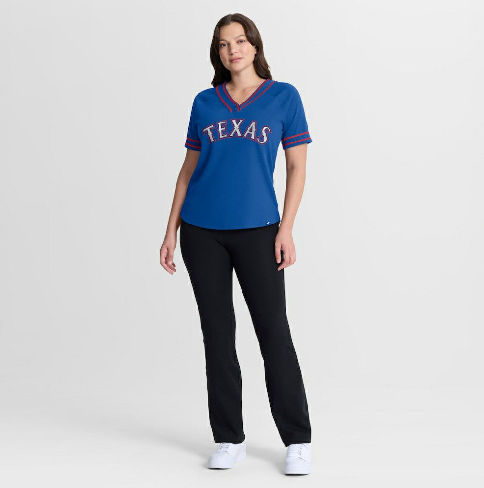 MLB Texas Rangers Fanatics Women's Diva Race Ahead Raglan V-Neck T-Shirt