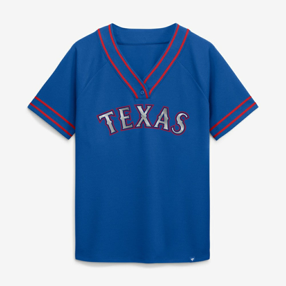 MLB Texas Rangers Fanatics Women's Diva Race Ahead Raglan V-Neck T-Shirt