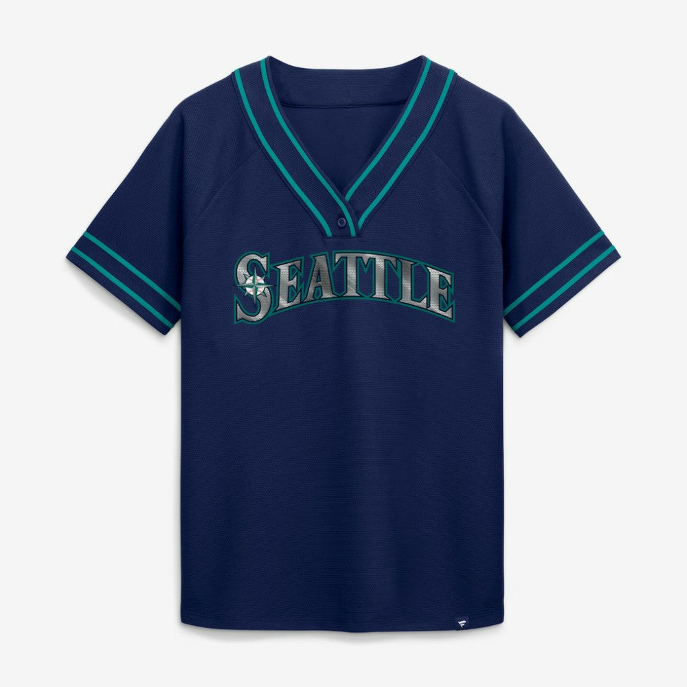 MLB Seattle Mariners Fanatics Women's Diva Race Ahead Raglan V-Neck T-Shirt